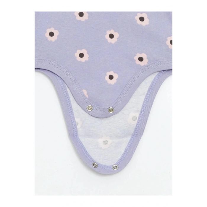 LCW baby Lila Bisiklet Yaka Kız Bebek Çıtçıtlı Body 3lü