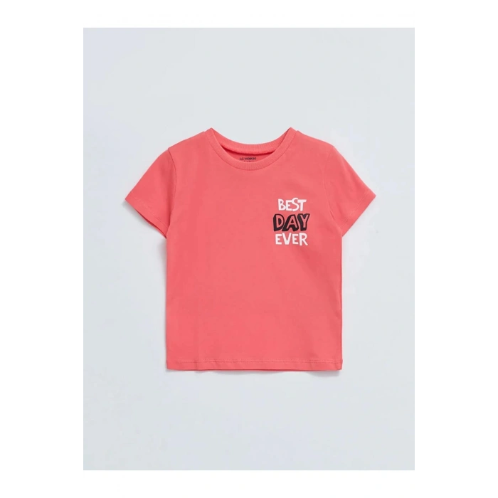 LCW baby Mercan Bisiklet Yaka Kısa Kollu Baskılı Erkek Bebek Tişört