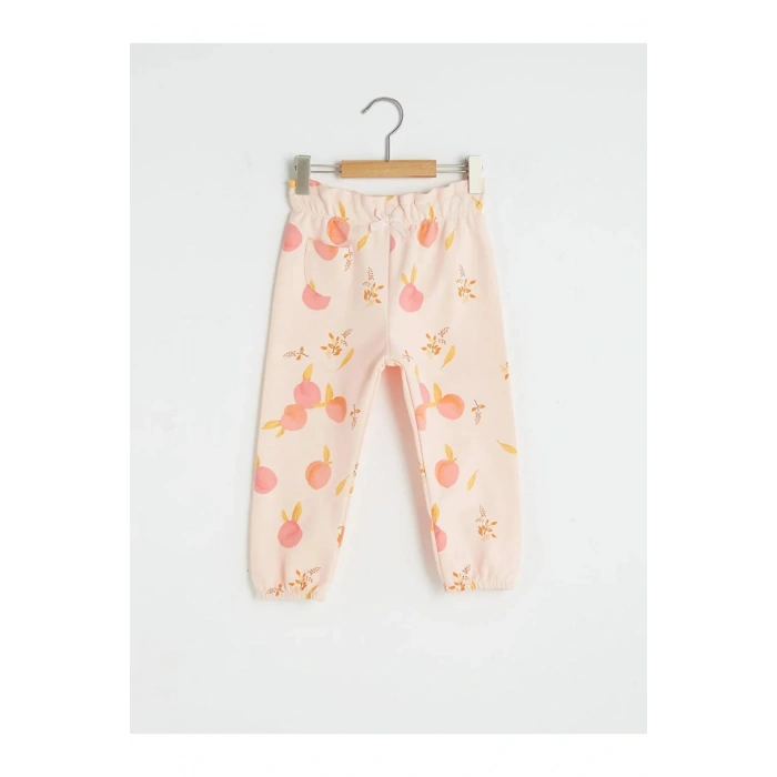 LCW baby Mercan Desenli İnce Kız Bebek Eşofman Alt