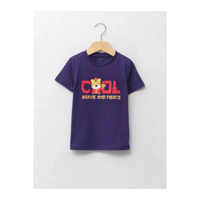 LCW baby Mor Bisiklet Yaka Kısa Kollu Baskılı Erkek Bebek