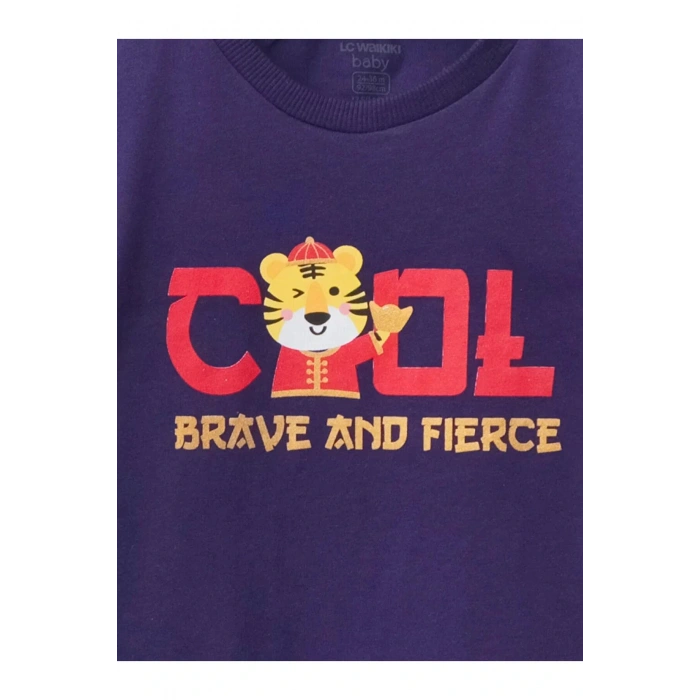 LCW baby Mor Bisiklet Yaka Kısa Kollu Baskılı Erkek Bebek