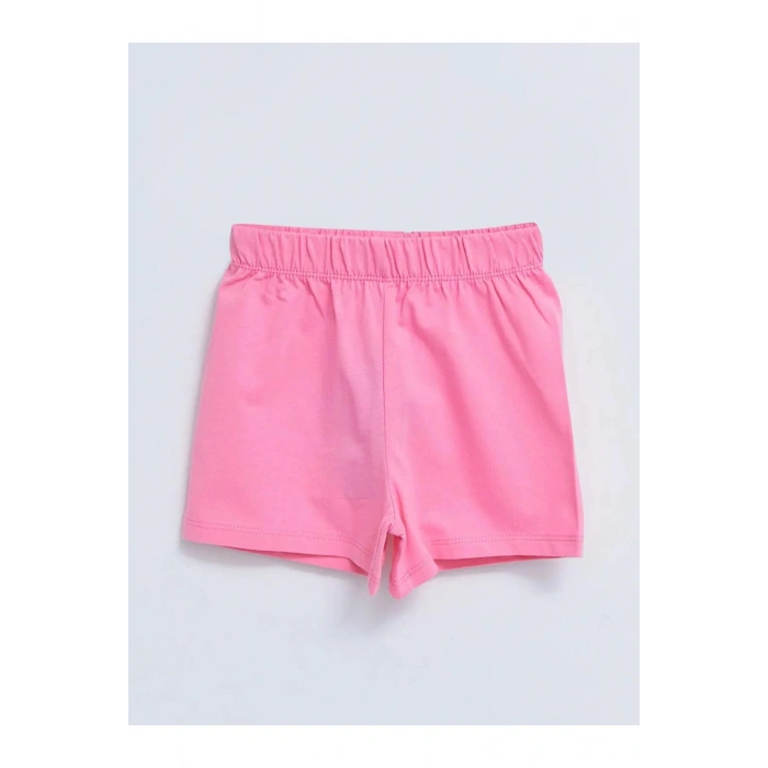 LCW baby Pembe Beli Lastikli Basic Kız Bebek Şort