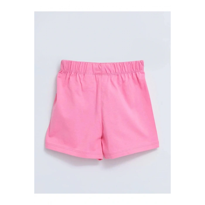 LCW baby Pembe Beli Lastikli Basic Kız Bebek Şort