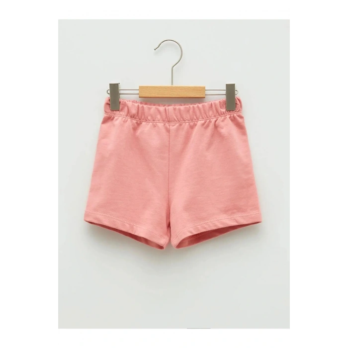 LCW baby Pembe Beli Lastikli Basic Pamuklu Kız Bebek Şort