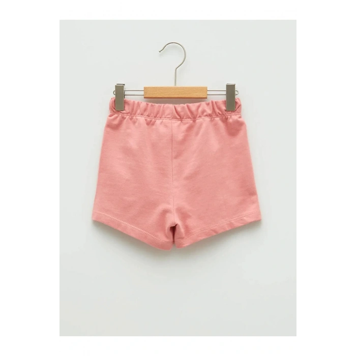 LCW baby Pembe Beli Lastikli Basic Pamuklu Kız Bebek Şort