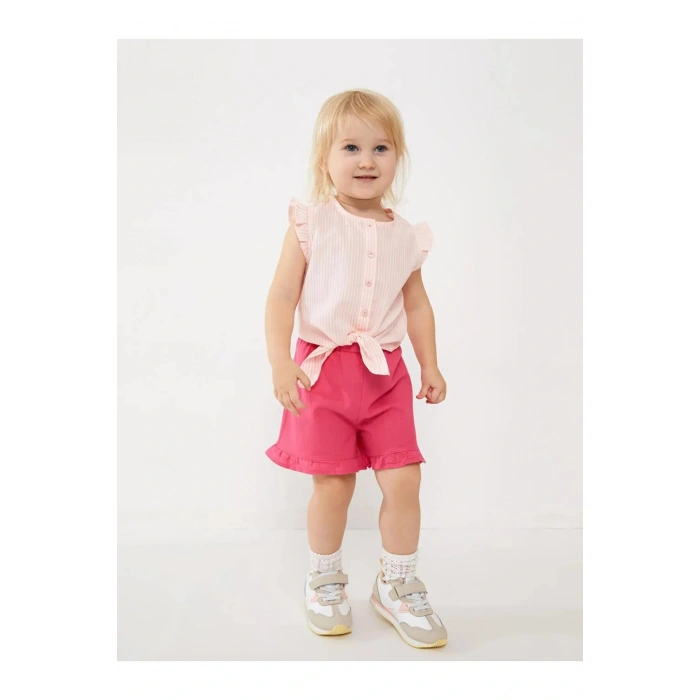 LCW baby Pembe Beli Lastikli Basic Poplin Kız Bebek Şort