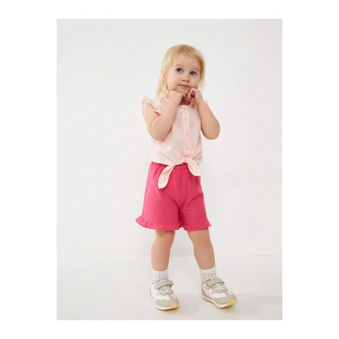 LCW baby Pembe Beli Lastikli Basic Poplin Kız Bebek Şort