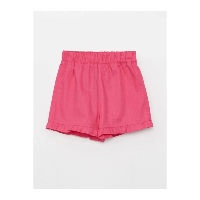 LCW baby Pembe Beli Lastikli Basic Poplin Kız Bebek Şort
