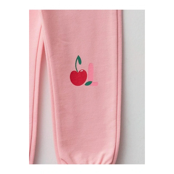 LCW baby Pembe Beli Lastikli Baskılı Kız Bebek Jogger Eşofman Alt