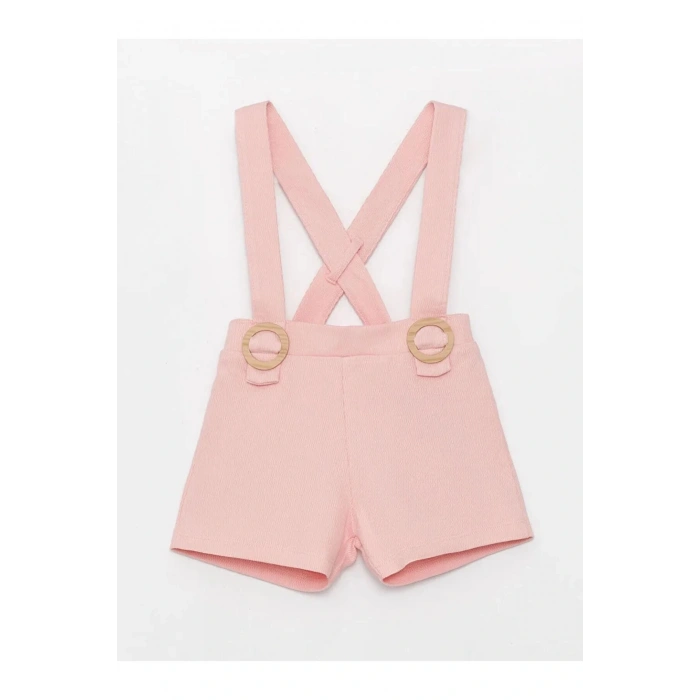 LCW baby Pembe Beli Lastikli Kız Bebek Şort