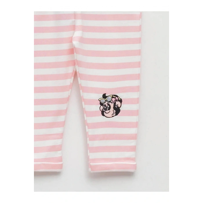 LCW baby Pembe Beli Lastikli Nostaljik Maymun Baskılı Pamuklu Bebek Eşofman Alt