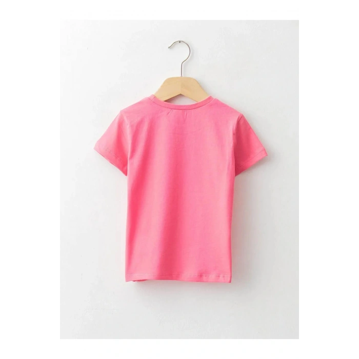 LCW baby Pembe Bisiklet Yaka Kısa Kollu Baskılı Erkek Bebek Tişört