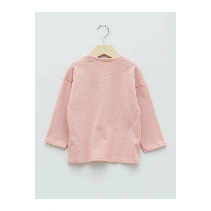 LCW baby Pembe Bisiklet Yaka Uzun Kollu Basic Erkek Bebek Tişört