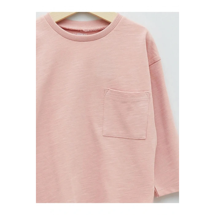 LCW baby Pembe Bisiklet Yaka Uzun Kollu Basic Erkek Bebek Tişört