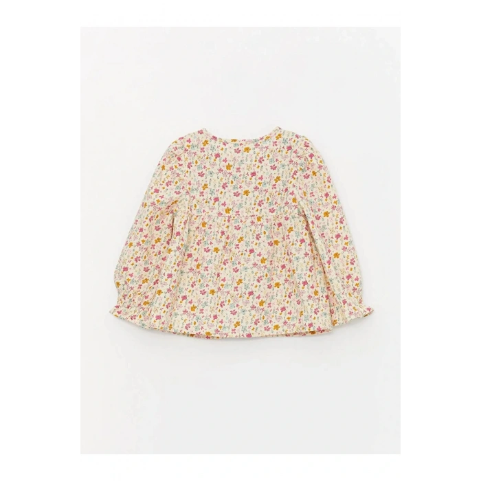 LCW baby Pembe Bisiklet Yaka Uzun Kollu Baskılı Kız Bebek Gömlek