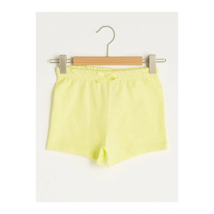 LCW baby Sarı Beli Lastikli Basic Kız Bebek Şort