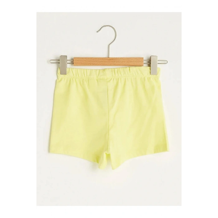 LCW baby Sarı Beli Lastikli Basic Kız Bebek Şort