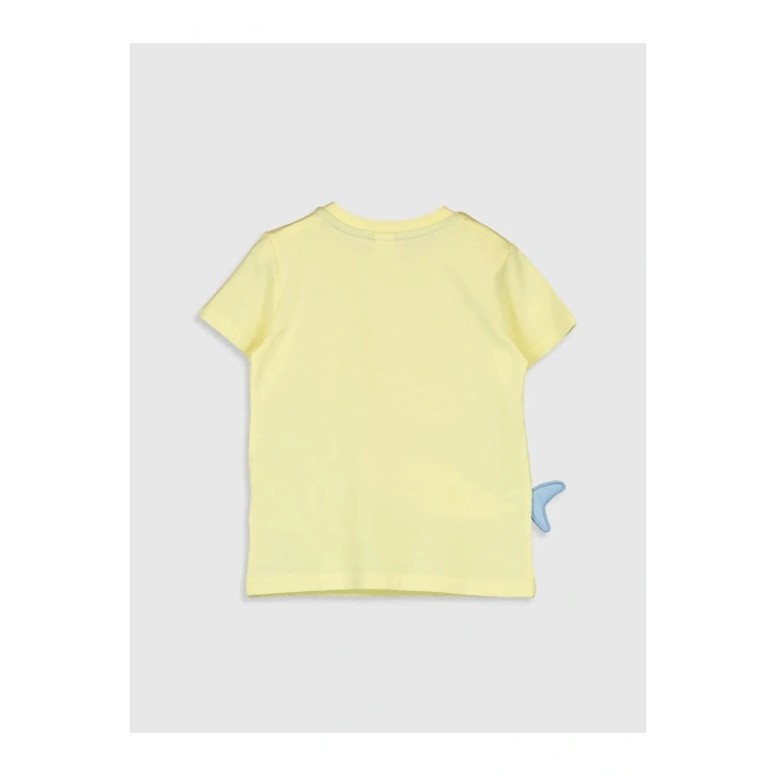 LCW baby Sarı Bisiklet Yaka Kısa Kollu Erkek Bebek Tişört
