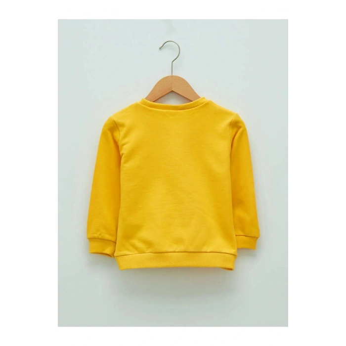 LCW baby Sarı Bisiklet Yaka Uzun Kollu Baskılı Erkek Bebek Sweatshirt