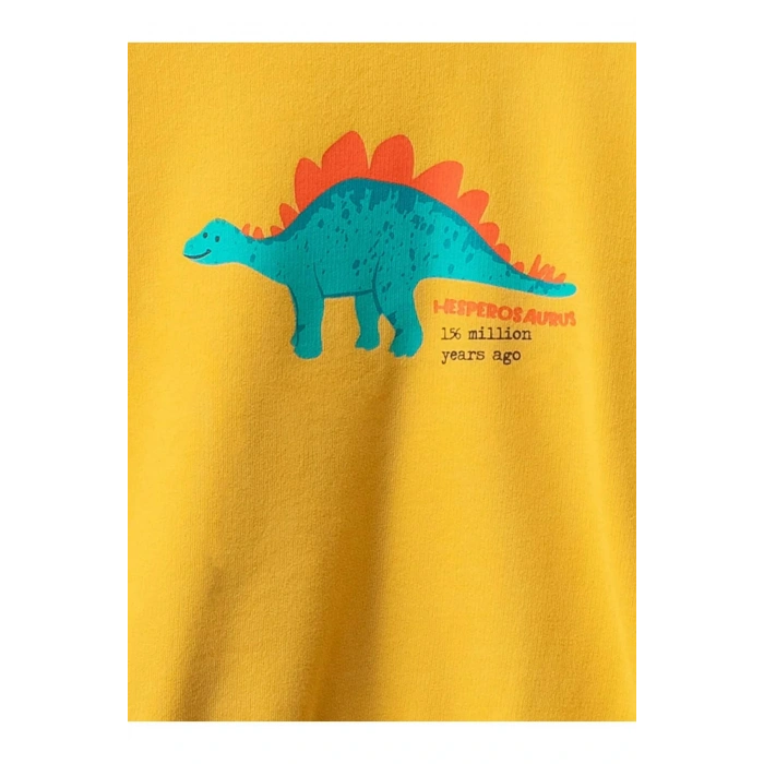 LCW baby Sarı Bisiklet Yaka Uzun Kollu Baskılı Pamuklu Erkek Bebek Sweatshirt