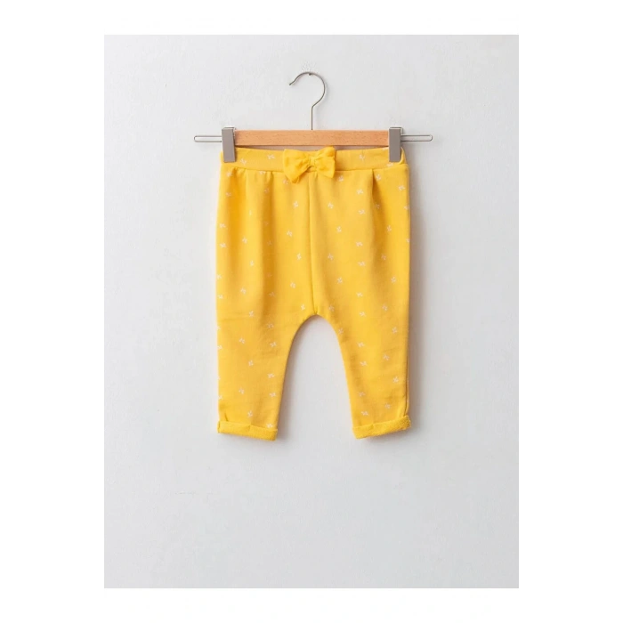 LCW baby Sarı Desenli Kız Bebek Pantolon