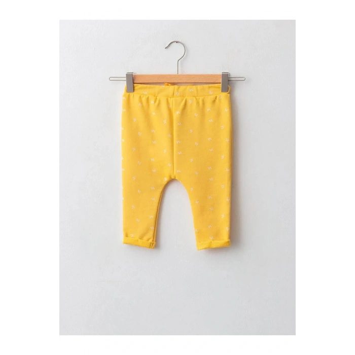 LCW baby Sarı Desenli Kız Bebek Pantolon
