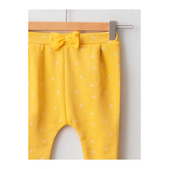 LCW baby Sarı Desenli Kız Bebek Pantolon