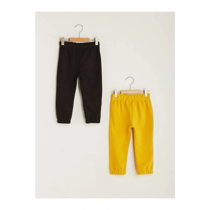 LCW baby Siyah Beli Lastikli Basic Erkek Bebek Jogger Eşofman Alt 2li