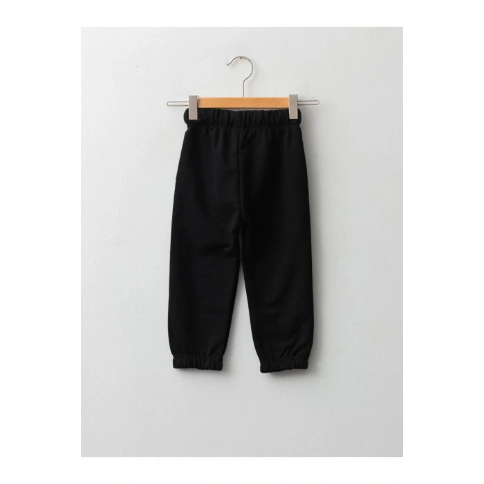 LCW baby Siyah Beli Lastikli Baskılı Erkek Bebek Jogger Eşofman Alt