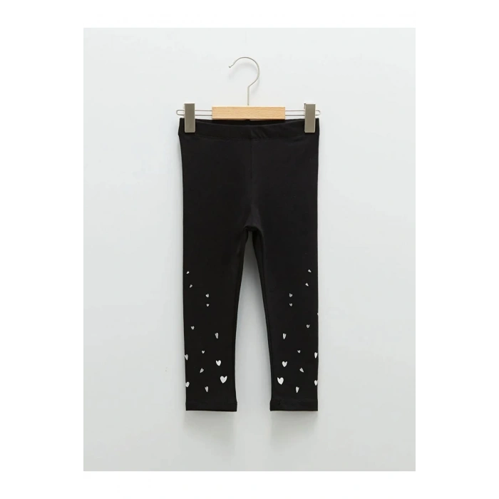 LCW baby Siyah Beli Lastikli Baskılı Kız Bebek Tayt