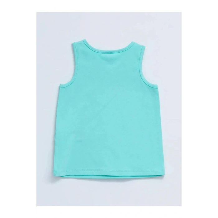 LCW baby Turkuaz Bisiklet Yaka Baskılı Kız Bebek Atlet