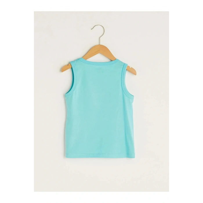 LCW baby Turkuaz Bisiklet Yaka Baskılı Pamuklu Erkek Bebek Atlet