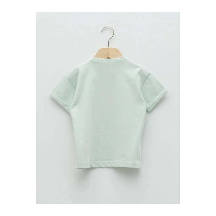 LCW baby Turkuaz Bisiklet Yaka Kısa Kol Basic Kız Bebek Tişört