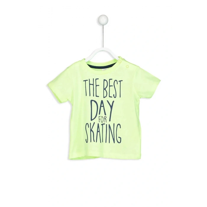 LCW baby Turkuaz Bisiklet Yaka Kısa Kol Baskılı Erkek Bebek Tişört 3lü