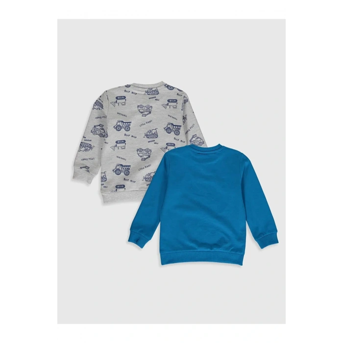 LCW baby Turkuaz Erkek Bebek Baskılı Sweatshirt 2li