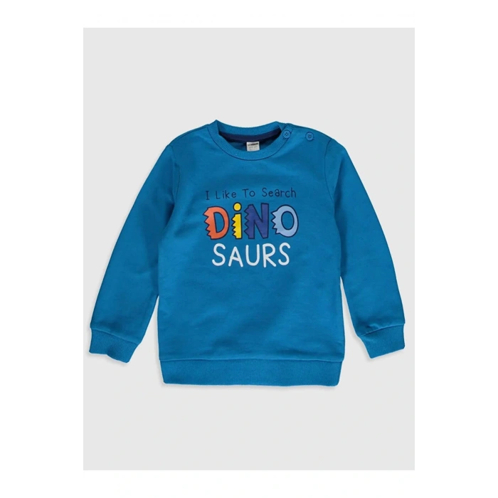 LCW baby Turkuaz Erkek Bebek Baskılı Sweatshirt 2li