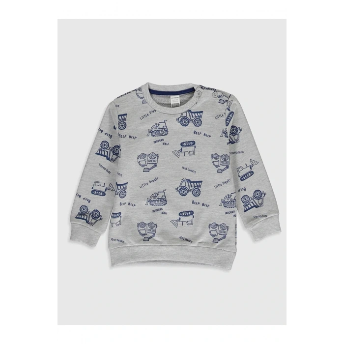 LCW baby Turkuaz Erkek Bebek Baskılı Sweatshirt 2li