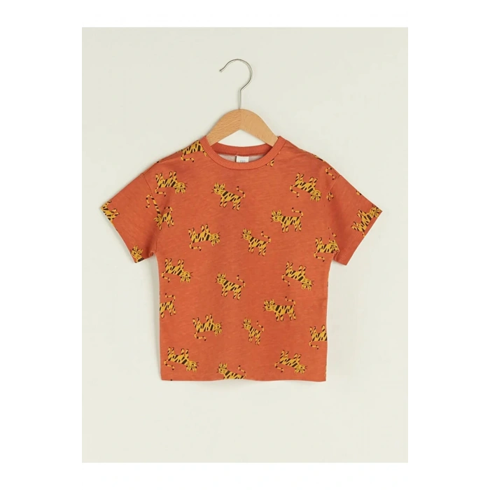 LCW baby Turuncu Bisiklet Yaka Kısa Kollu Pamuklu Erkek Bebek Tişört 3lü