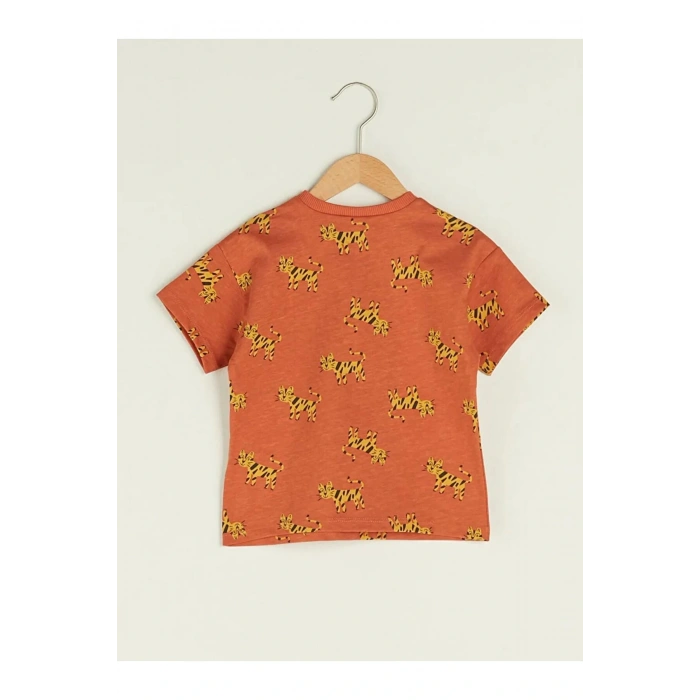 LCW baby Turuncu Bisiklet Yaka Kısa Kollu Pamuklu Erkek Bebek Tişört 3lü