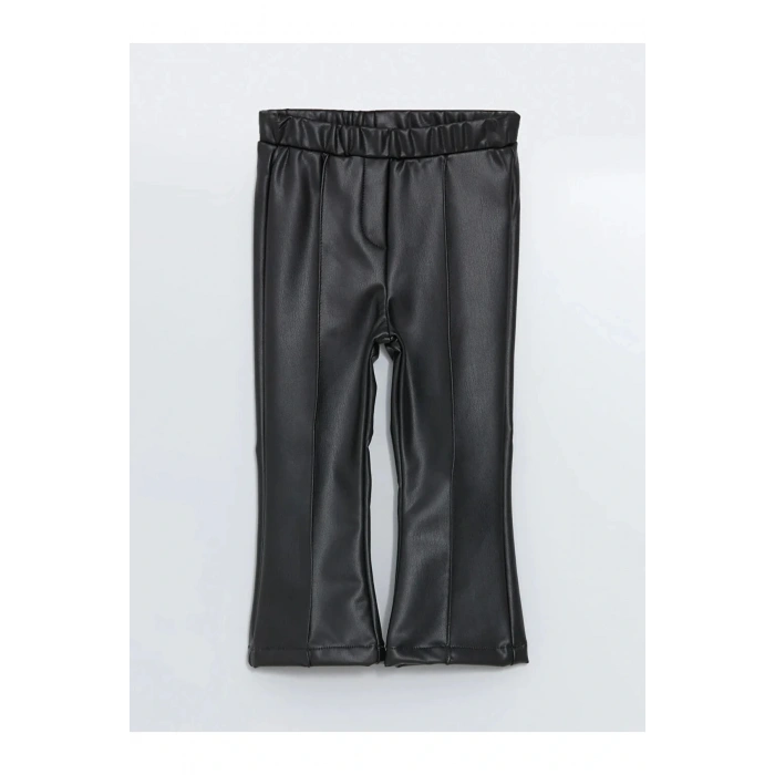 LCW baby Yeni Siyah Kız Bebek Suni Deri Pantolon