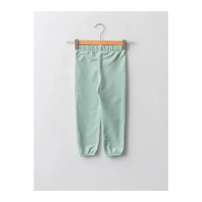 LCW baby Yeşil Beli Lastikli Baskılı Kız Bebek Jogger Eşofman Alt