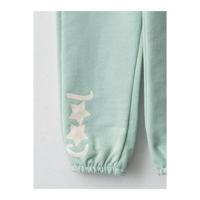 LCW baby Yeşil Beli Lastikli Baskılı Kız Bebek Jogger Eşofman Alt