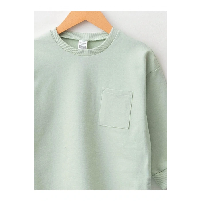 LCW baby Yeşil Bisiklet Yaka Uzun Kollu Basic Erkek Bebek Sweatshirt 2li