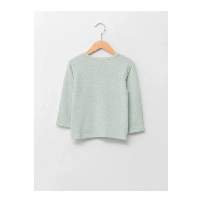 LCW baby Yeşil Bisiklet Yaka Uzun Kollu Erkek Bebek Tişört