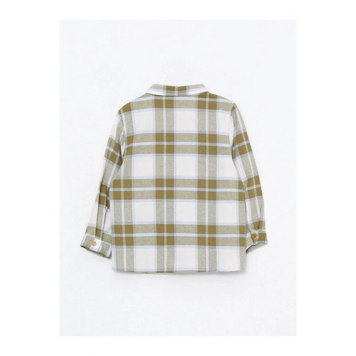 LCW baby Yeşil Uzun Kollu Ekose Desenli Pamuklu Erkek Bebek Gömlek