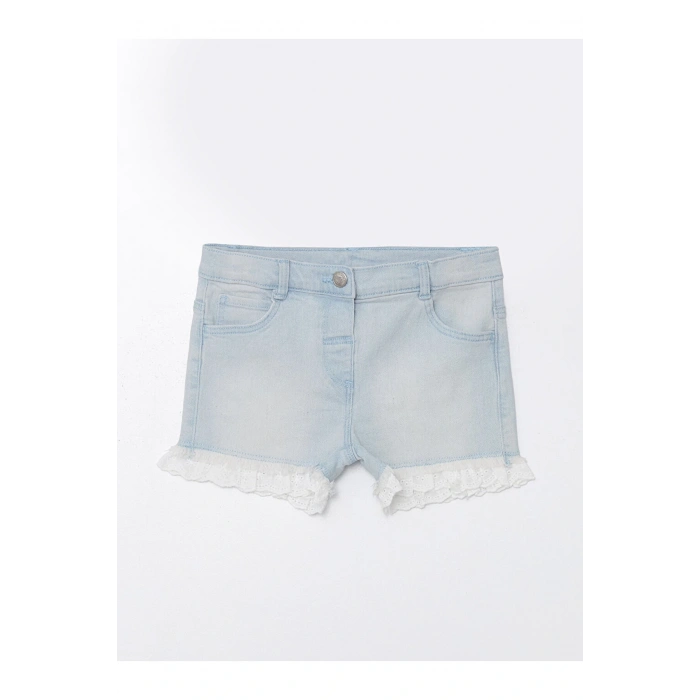 LCW Beli Lastikli Basic Kız Bebek Jean Şort