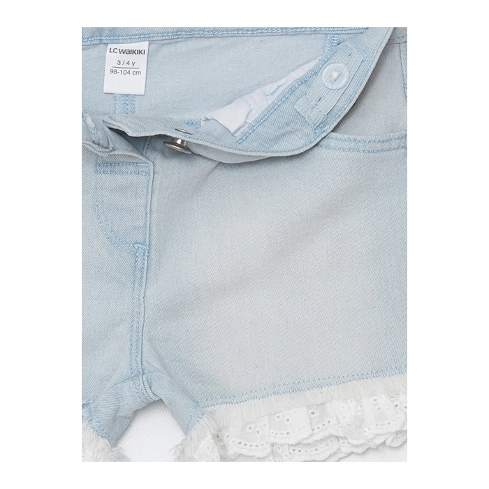 LCW Beli Lastikli Basic Kız Bebek Jean Şort