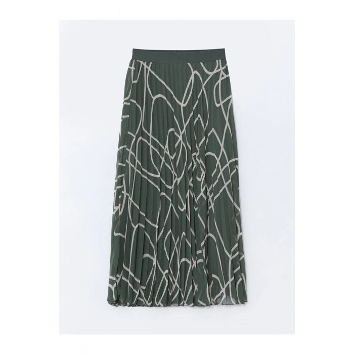 LCW Beli Lastikli Desenli Şifon Kadın Pileli Etek