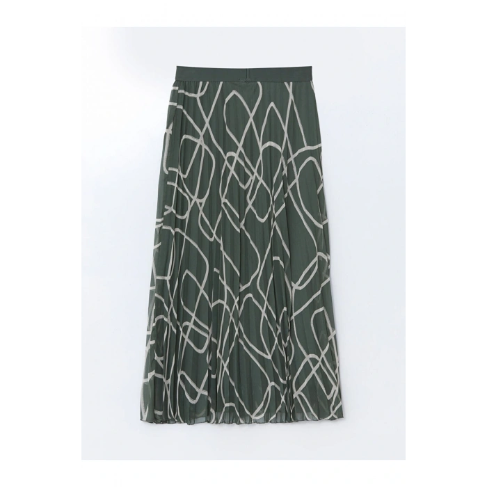 LCW Beli Lastikli Desenli Şifon Kadın Pileli Etek