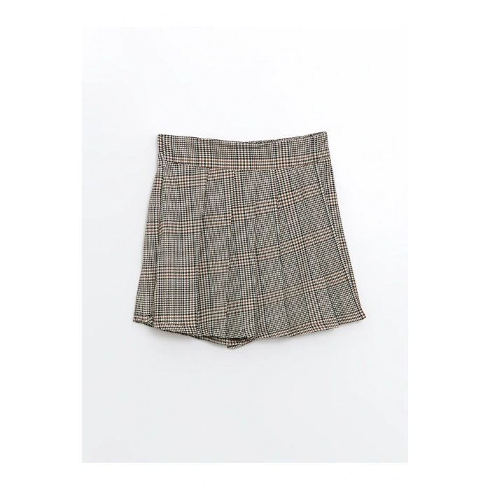 Lcw Beli Lastikli Kazayağı Desenli Kız Çocuk Şort Etek